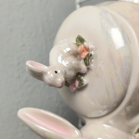 Easter Bunny Candy Nut Dish Ceramic White - Picture 11 of 13